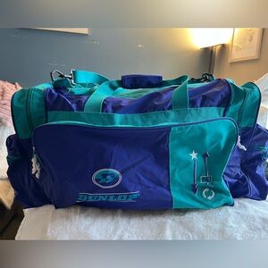 Vintage Dunlop Sports Duffel Bag Teal Purple Large Gym Travel Bag 90s Retro